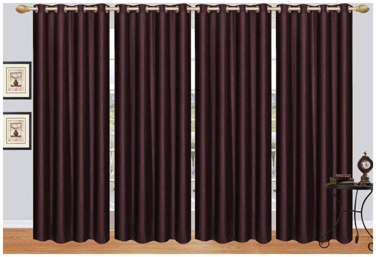 

HOME ACCENTS Polyester Window Room Darkening Brown Regular Curtain ( Eyelet Closure Plain )