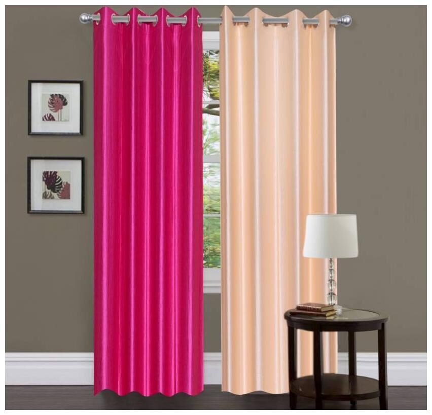

HOME ACCENTS EYELET POLYSTER PLAIN DOOR CURTAINS 4 7 ft (SET OF 2 pcs PINK BEIGE)