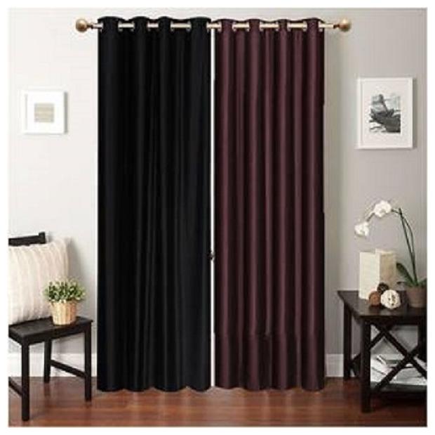 

HOME ACCENTS EYELET POLYSTER PLAIN DOOR CURTAINS 4 7 ft (SET OF 2 pcs BLACK BROWN)