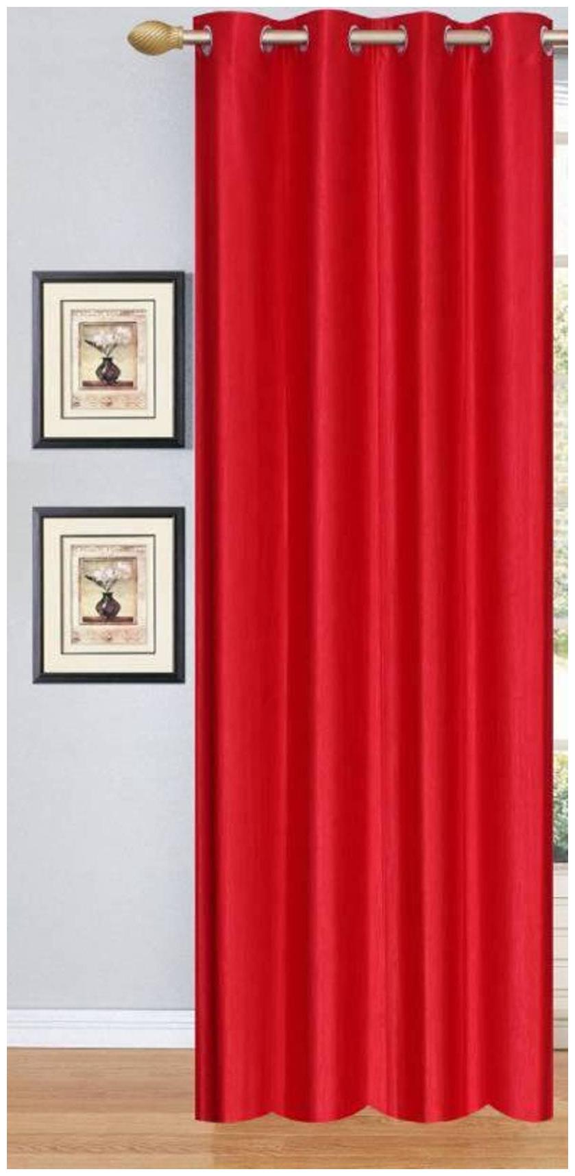 

HOME ACCENTS Polyester Window Room Darkening Red Regular Curtain ( Eyelet Closure Plain )