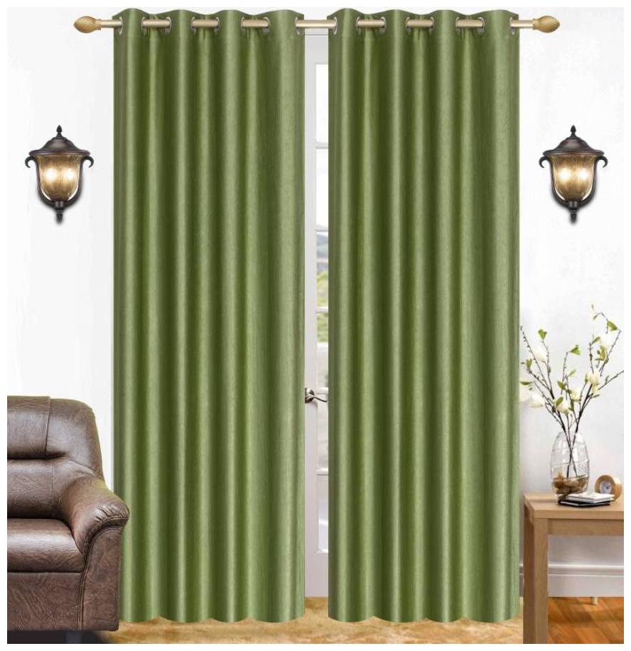 

HOME ACCENTS Polyester Door Room Darkening Green Regular Curtain ( Eyelet Closure Plain )
