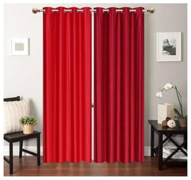 

HOME ACCENTS EYELET POLYSTER PLAIN DOOR CURTAINS 4 7 ft (SET OF 2 pcs RED MAROON)