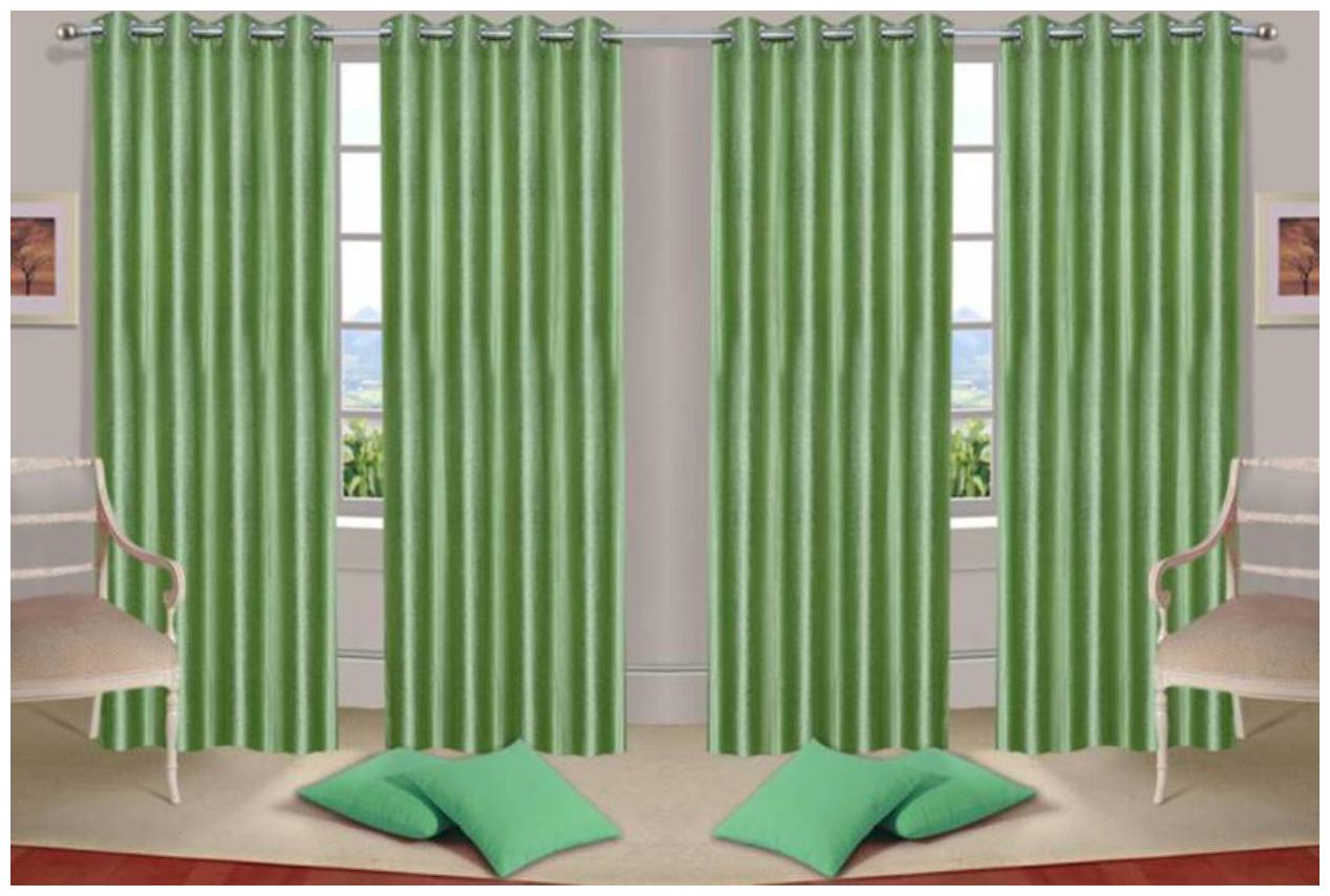 

HOME ACCENTS Polyester Door Room Darkening Green Regular Curtain ( Eyelet Closure Plain )