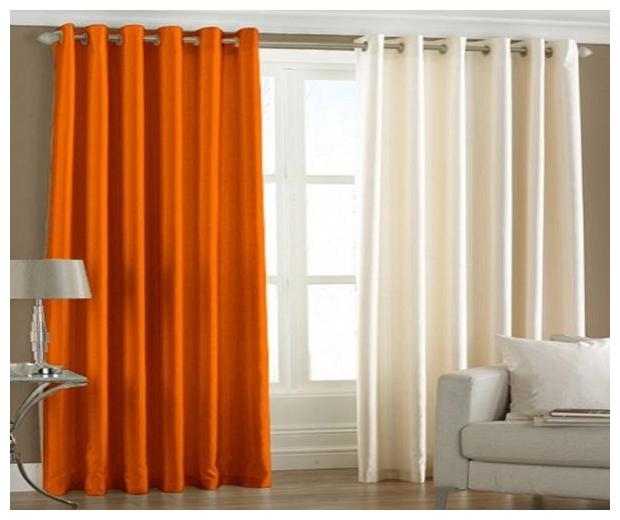 

HOME ACCENTS EYELET POLYSTER PLAIN DOOR CURTAINS 4 7 ft (SET OF 2 pcs ORANGE BEIGE)