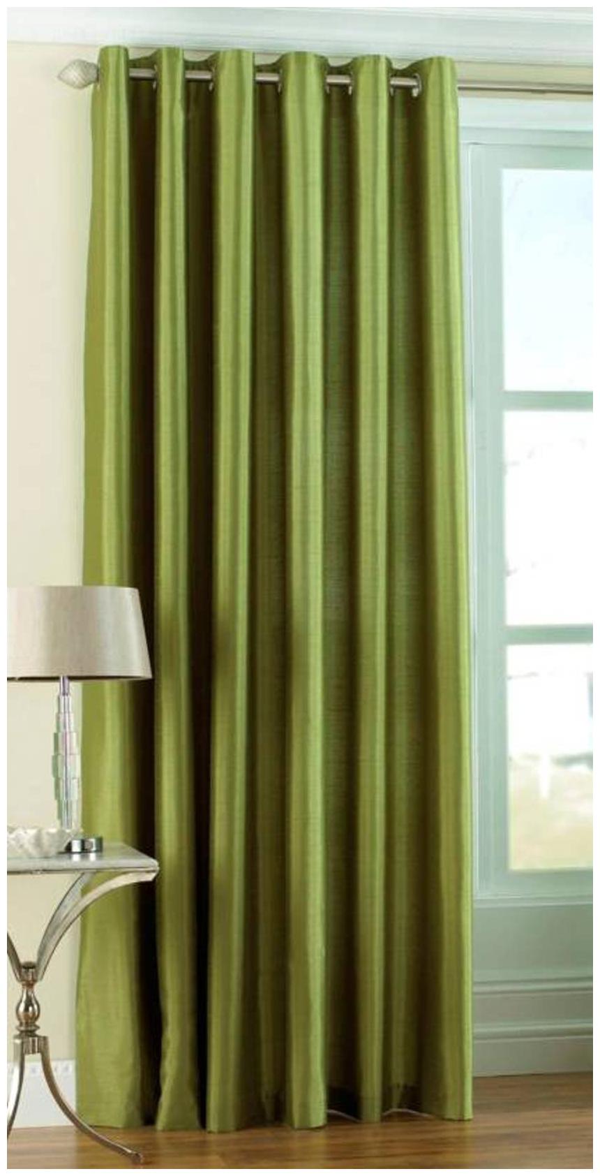 

HOME ACCENTS Polyester Window Room Darkening Green Regular Curtain ( Eyelet Closure Plain )