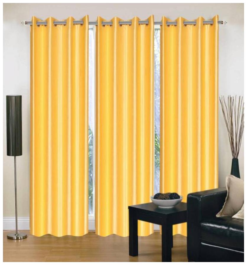 

HOME ACCENTS Polyester Window Room Darkening Gold Regular Curtain ( Eyelet Closure Plain )