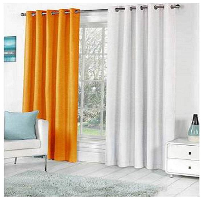 

HOME ACCENTS EYELET POLYSTER PLAIN DOOR CURTAINS 4 7 ft (SET OF 2 pcs ORANGE WHITE)