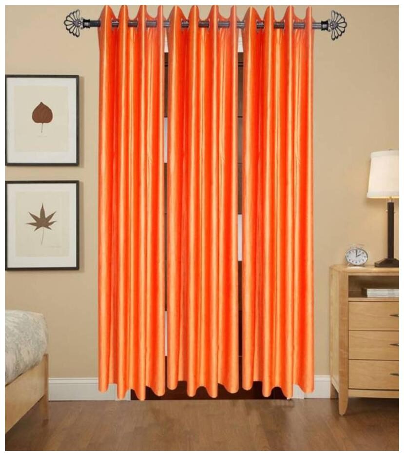 

HOME ACCENTS Polyester Door Room Darkening Orange Regular Curtain ( Eyelet Closure Plain )