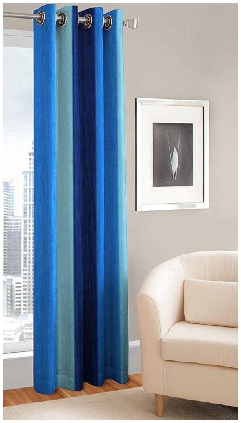 

HOME ACCENTS Polyester Door Room Darkening Blue Regular Curtain ( Eyelet Closure Plain )