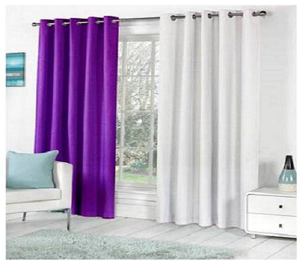 

HOME ACCENTS EYELET POLYSTER PLAIN DOOR CURTAINS 4 7 ft (SET OF 2 pcs PURPLE WHITE