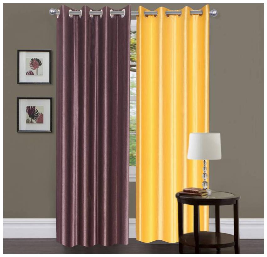 

HOME ACCENTS EYELET POLYSTER PLAIN DOOR CURTAINS 4 7 ft (SET OF 2 pcs BROWN GOLDEN)