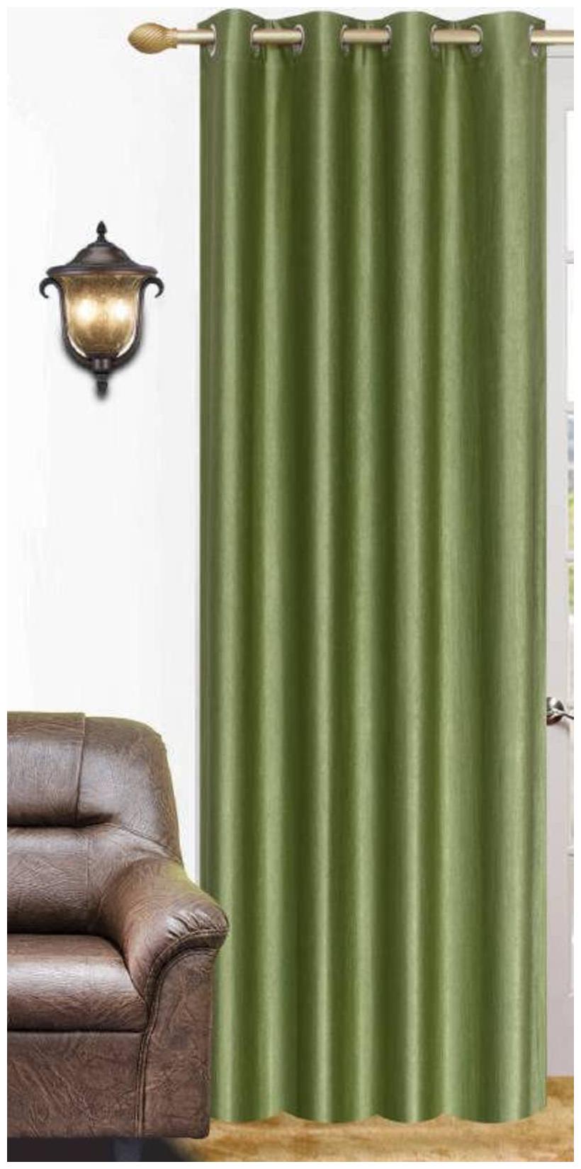 

HOME ACCENTS Poly Cotton Polyester Window Room Darkening Green Regular Curtain ( Eyelet Closure Plain )