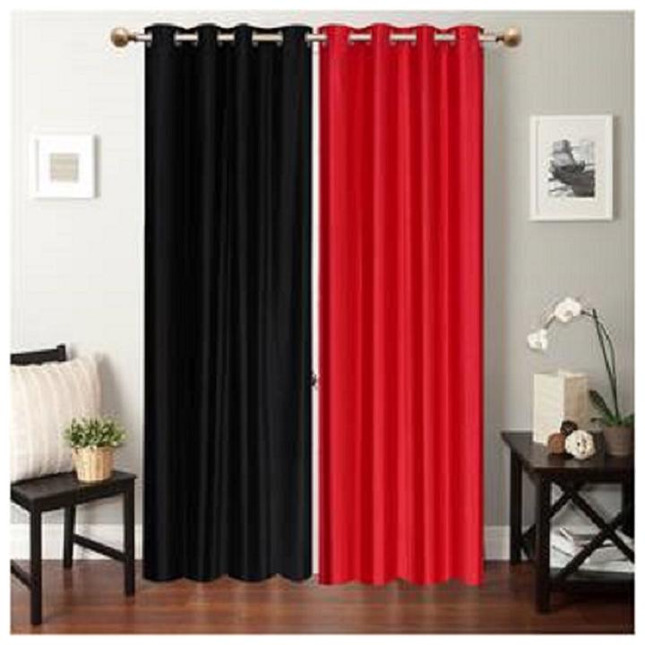 

HOME ACCENTS EYELET POLYSTER PLAIN DOOR CURTAINS 4 7 ft (SET OF 2 pcs BLACK RED)