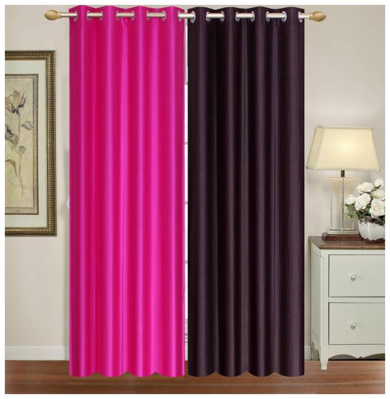 

HOME ACCENTS EYELET POLYSTER PLAIN DOOR CURTAINS 4 7 ft (SET OF 2 pcs PINK BROWN)