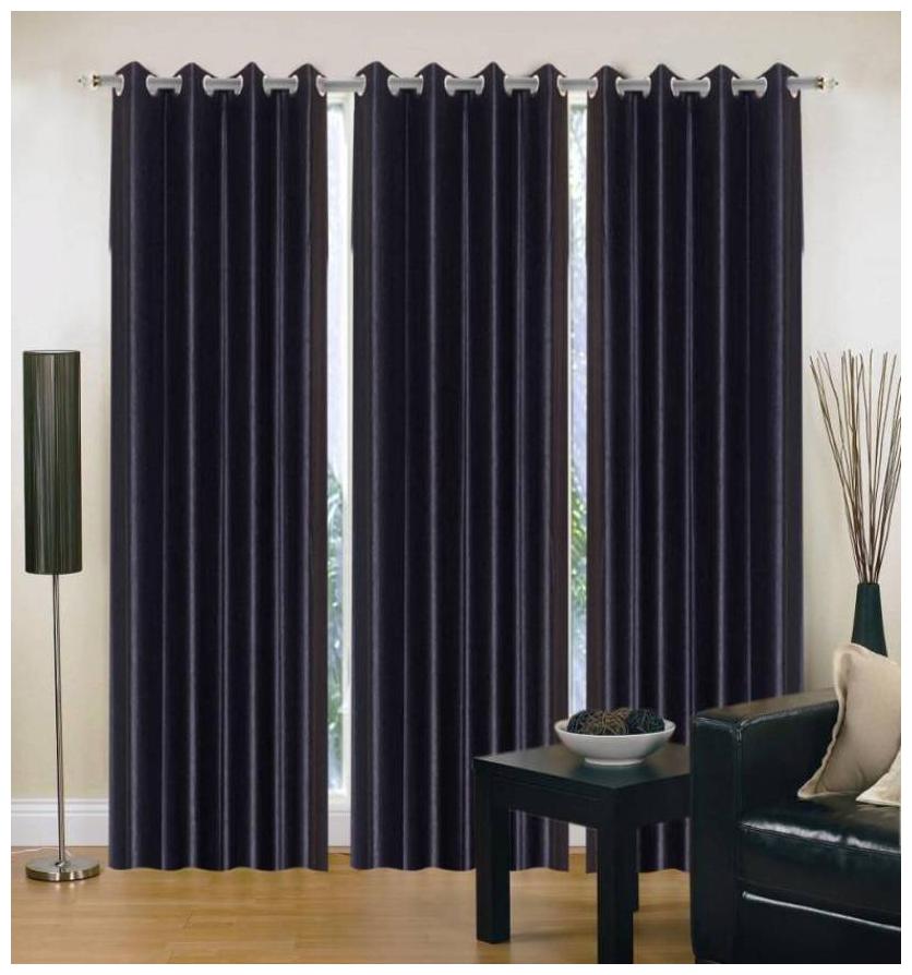 

HOME ACCENTS Polyester Window Room Darkening Black Regular Curtain ( Eyelet Closure Plain )