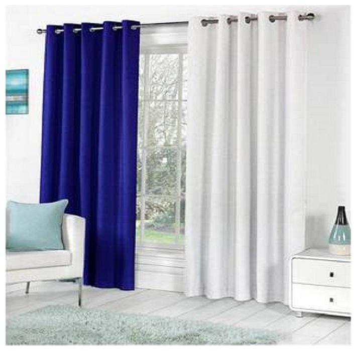 

HOME ACCENTS EYELET POLYSTER PLAIN DOOR CURTAINS 4 7 ft (SET OF 2 pcs BLUE WHITE)