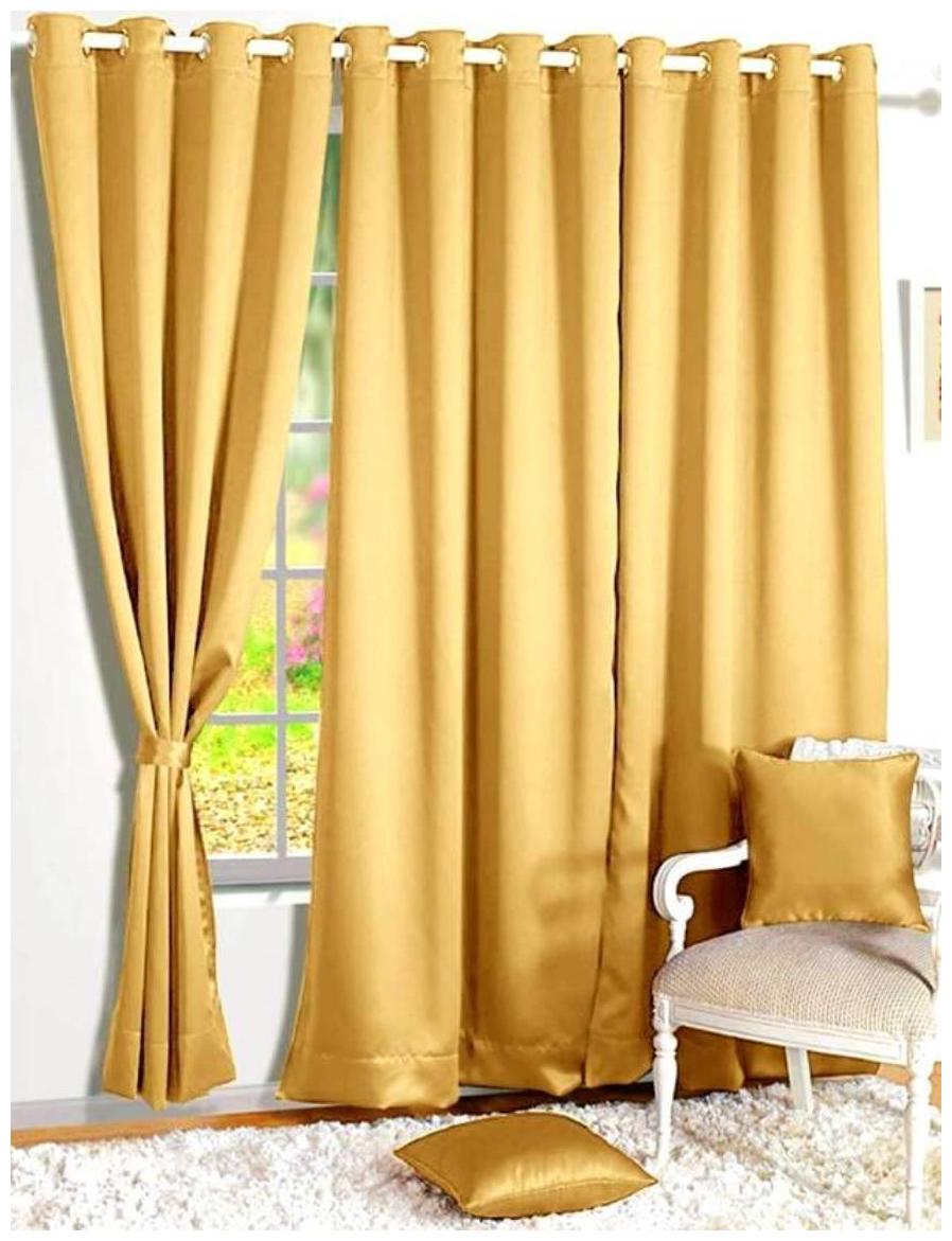 

HOME ACCENTS Polyester Door Room Darkening Gold Regular Curtain ( Eyelet Closure Plain )