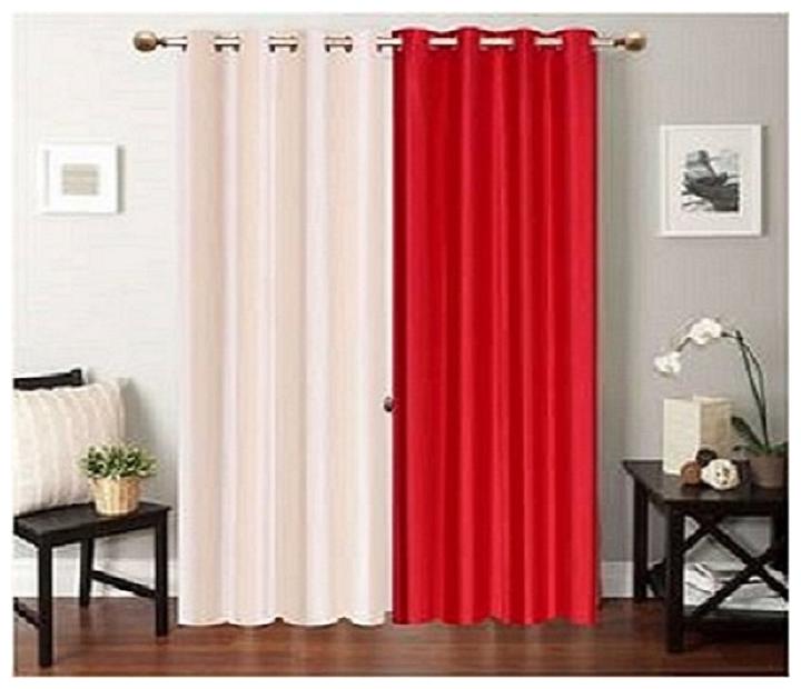

HOME ACCENTS EYELET POLYSTER PLAIN DOOR CURTAINS 4 7 ft (SET OF 2 pcs WHITE RED)