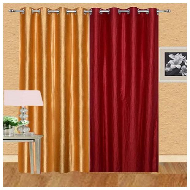 

HOME ACCENTS EYELET POLYSTER PLAIN DOOR CURTAINS 4 7 ft (SET OF 2 pcs GOLDEN MAROON)
