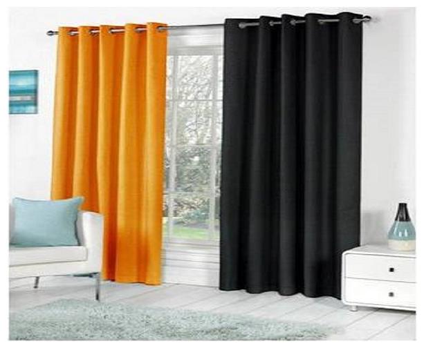 

HOME ACCENTS EYELET POLYSTER PLAIN DOOR CURTAINS 4 7 ft (SET OF 2 pcs ORANGE BLACK)