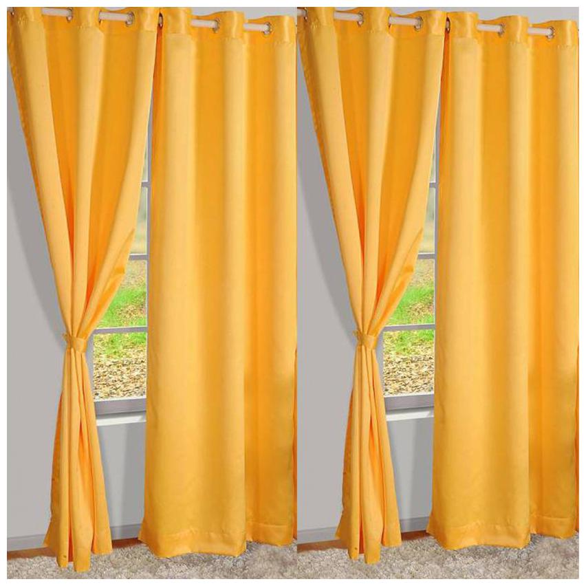 

HOME ACCENTS Polyester Window Room Darkening Gold Regular Curtain ( Eyelet Closure Plain )
