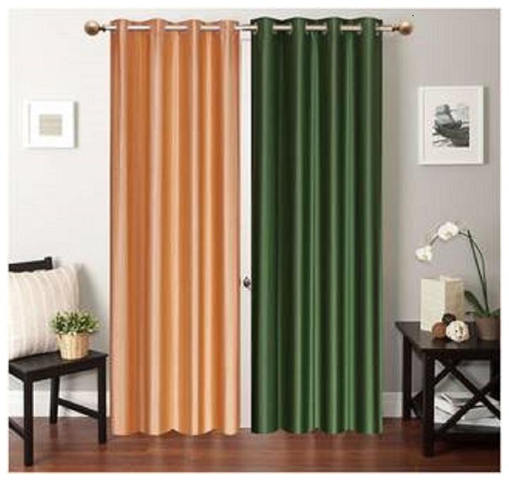 

HOME ACCENTS EYELET POLYSTER PLAIN DOOR CURTAINS 4 7 ft (SET OF 2 pcs GOLDEN GREEN)