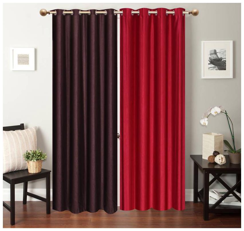 

HOME ACCENTS EYELET POLYSTER PLAIN DOOR CURTAINS 4 7 ft (SET OF 2 pcs BROWN MAROON)