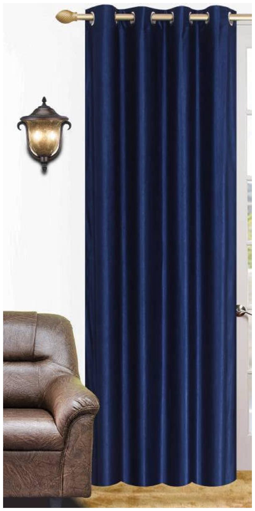 

HOME ACCENTS Polyester Door Room Darkening Blue Regular Curtain ( Eyelet Closure Plain )