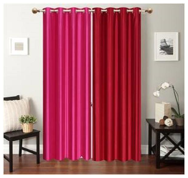 

HOME ACCENTS EYELET POLYSTER PLAIN DOOR CURTAINS 4 7 ft (SET OF 2 pcs PINK MAROON)