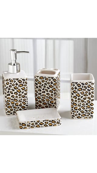 Home By Nill Multi Porcelain Bone China Leopard Bath Sets Home By Nill Multi Porcelain Bone China Leopard Bath Sets