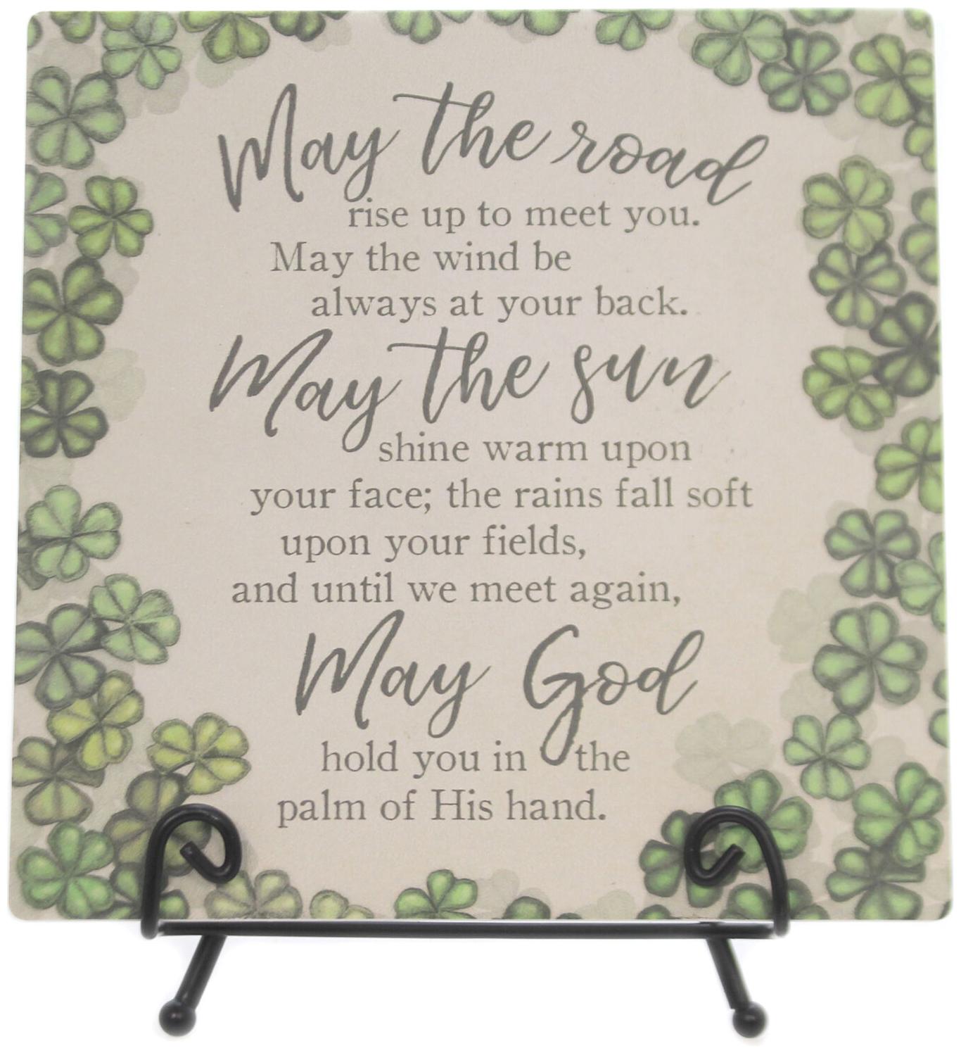 

Home Decor IRISH BLESSING PLAQUE Ceramic Clover Sun God 23494
