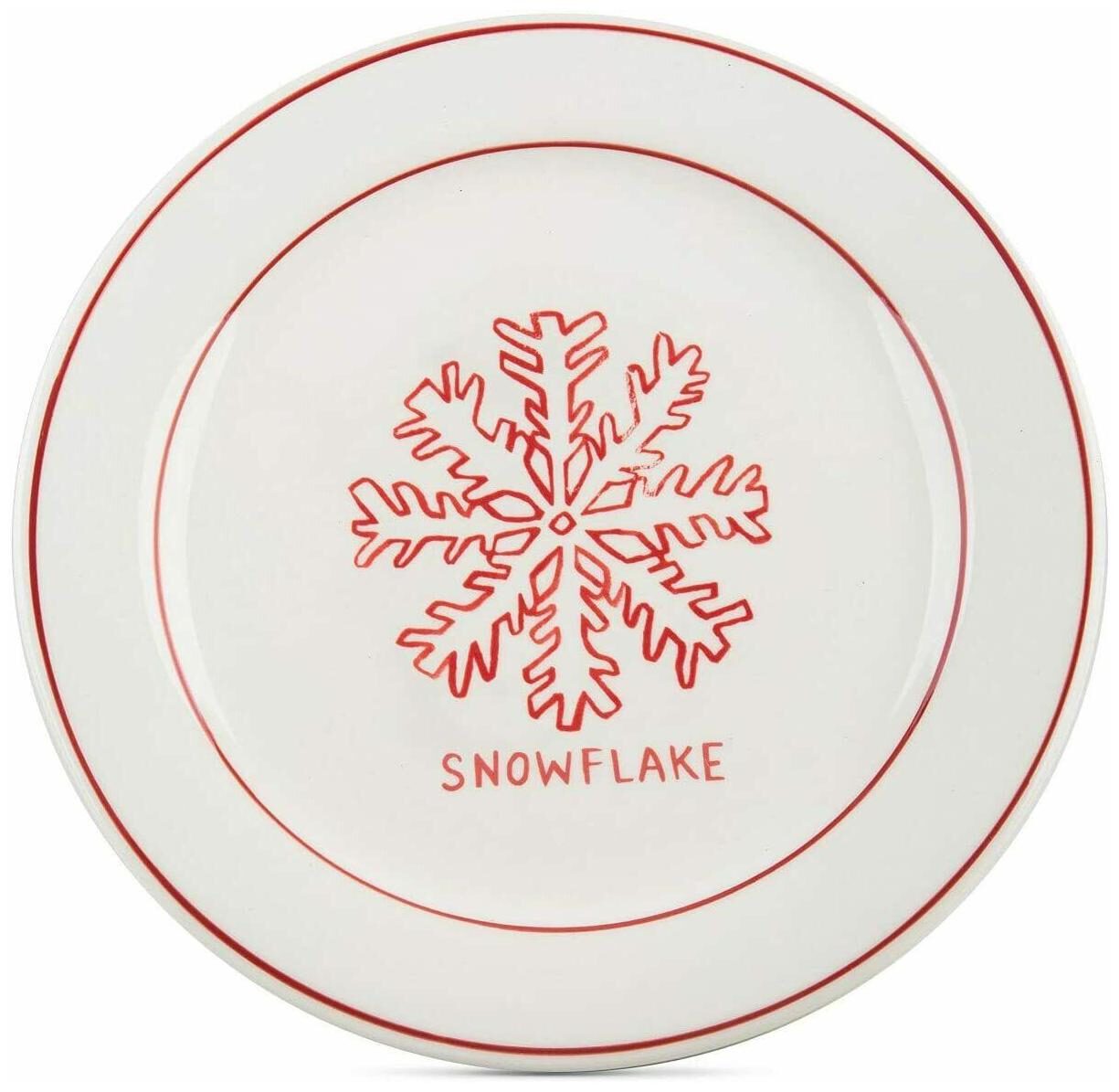 

Home Essentials Molly Hatch Holiday Christmas Snowflake Dessert Plate 8 5 - Red