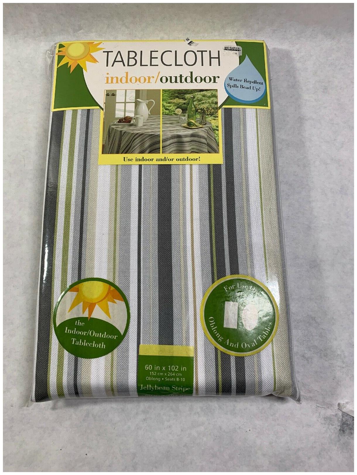 

Home Indoor Outdoor Tablecloth Oblong 60 x 102 Polyester Striped NIP