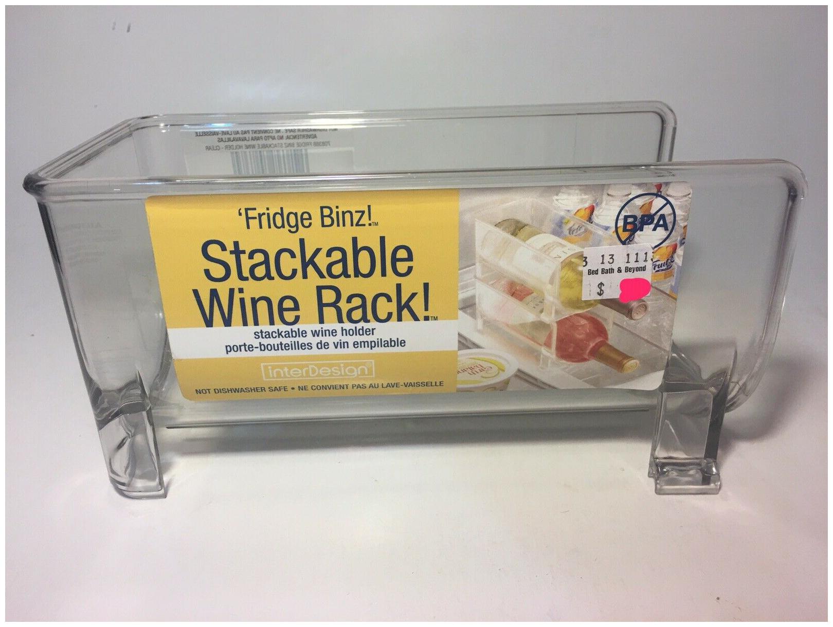 

Home Kitchen Clear Plastic Stackable Wine Rack Fridge Bin Storage Organizer