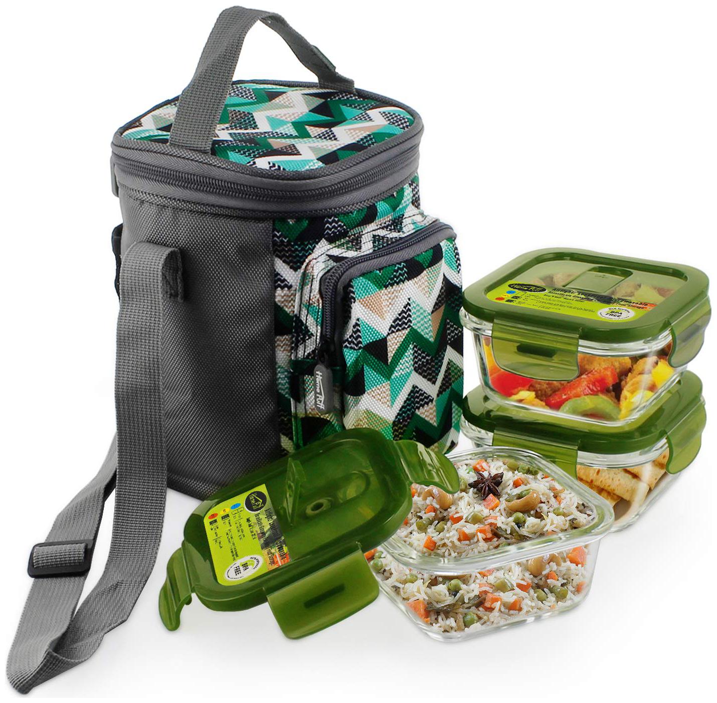 

Home Puff H27 Green 3 Containers Lunch box ( Set of 1 960 ml )