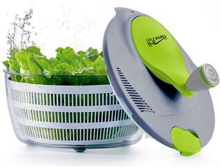 Home Puff Plastic Vegetable Cleaner with Salad Spinner - 5 Litres (Grey/Green)