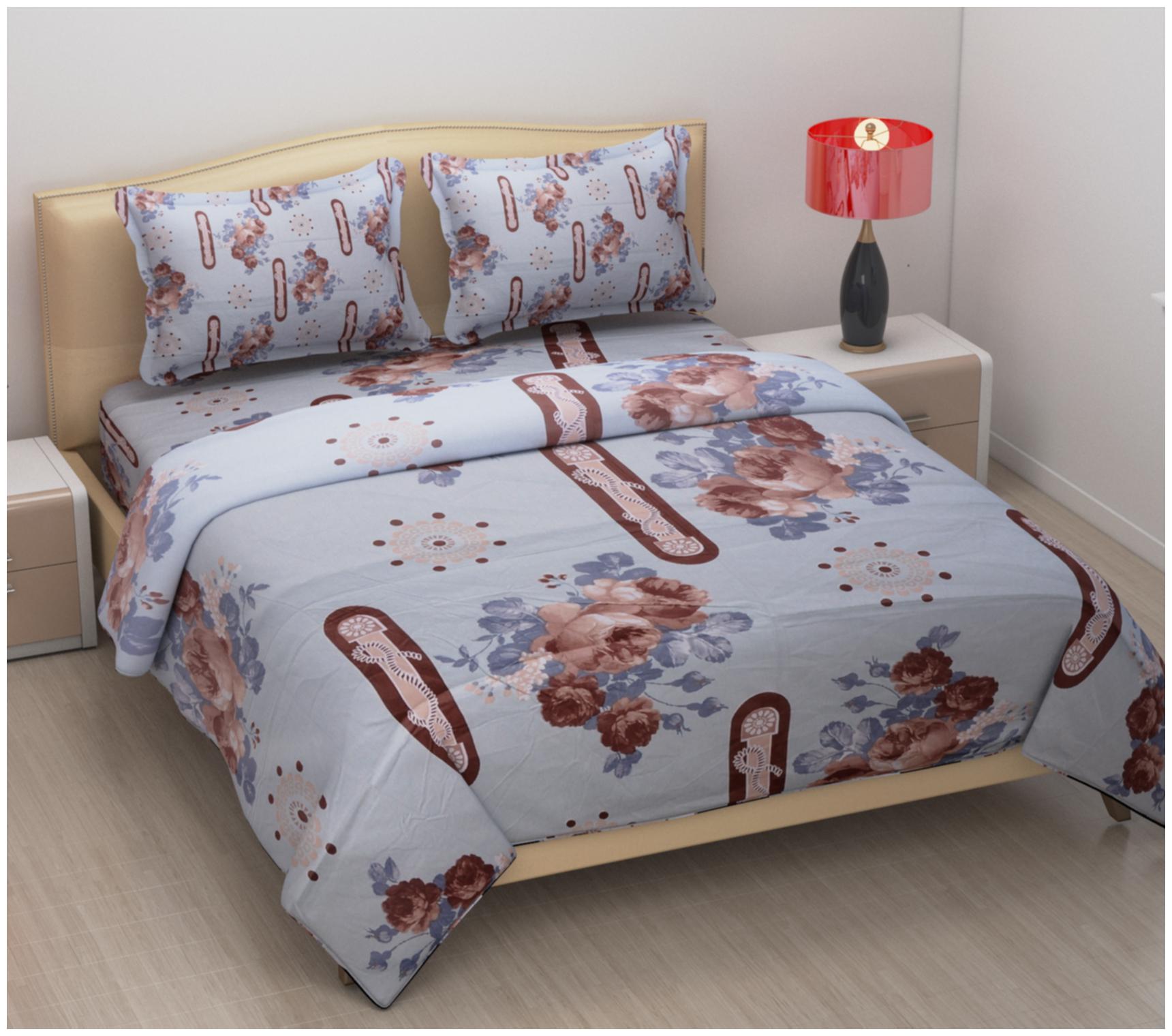 

home solution Microfiber Floral Double Size Bedsheet 190 TC ( 1 Bedsheet With 2 Pillow Covers Multi )