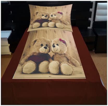 home solution Velvet Printed Single Size Bedsheet ( 1 Bedsheet With 1 Pillow Covers , Multi )