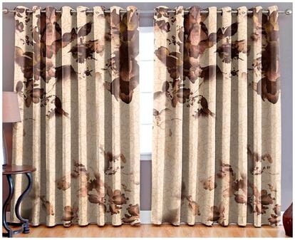 Home Solution Digital Print Long crush 7 ft Door Eyelet Curtains(Set Of 2)