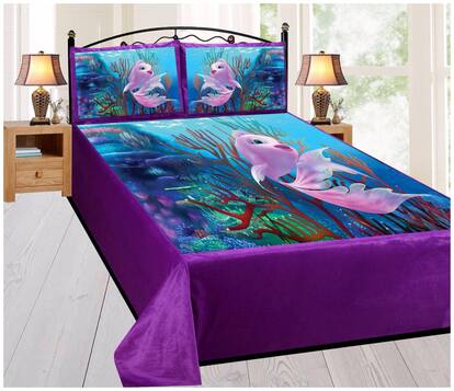 home solution Velvet Floral Double Size Bedsheet 190 TC ( 1 Bedsheet With 2 Pillow Covers , Multi )