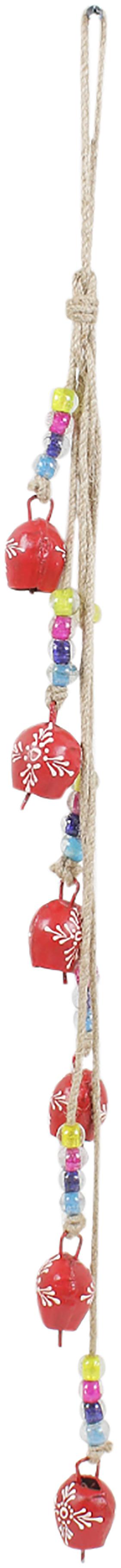 

Home Sparkle painted traditional Tribal Art Bell hanging wind chime metal (Red)
