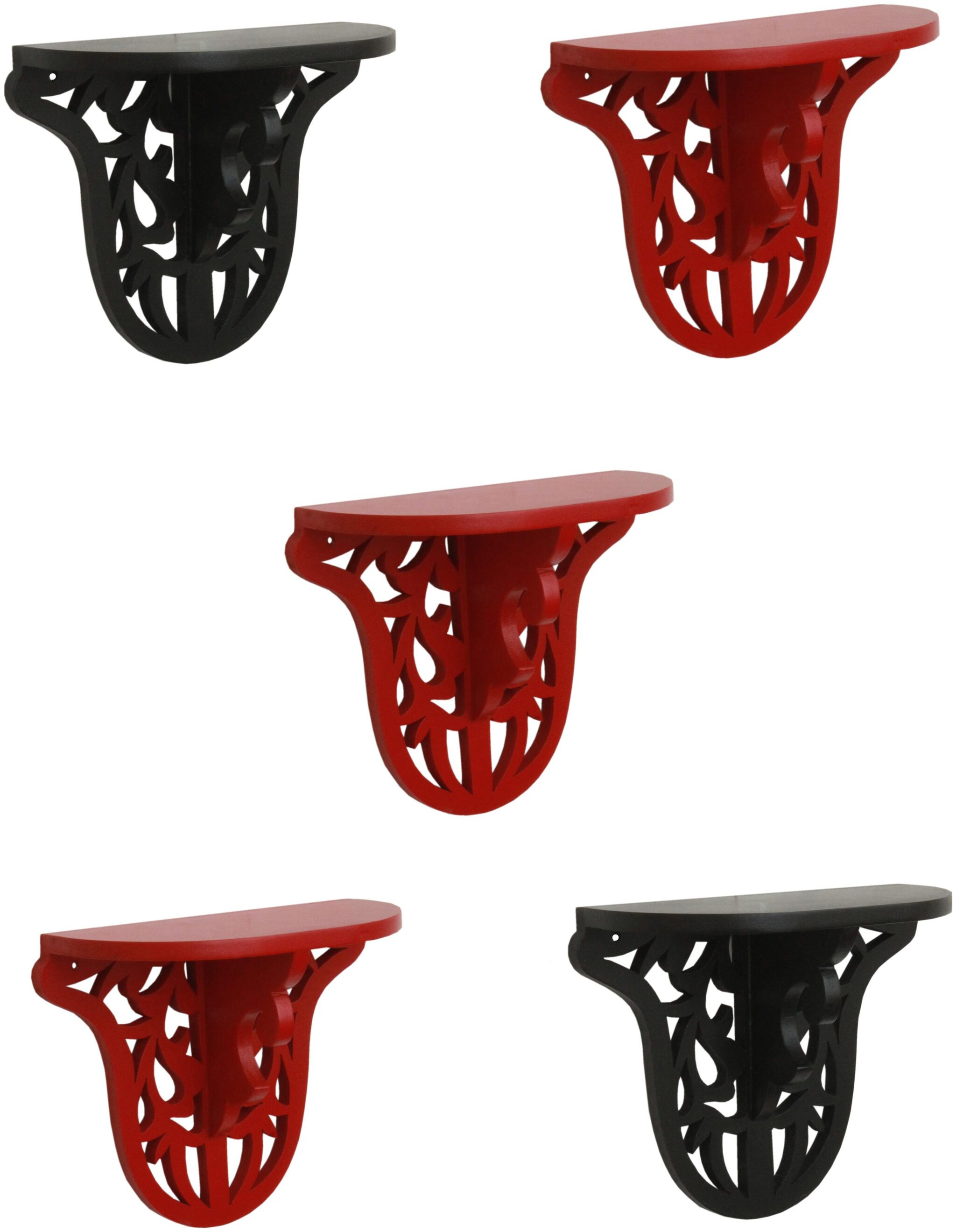 

Home Sparkle Set of 5 Carved Shelf (Red And Black)