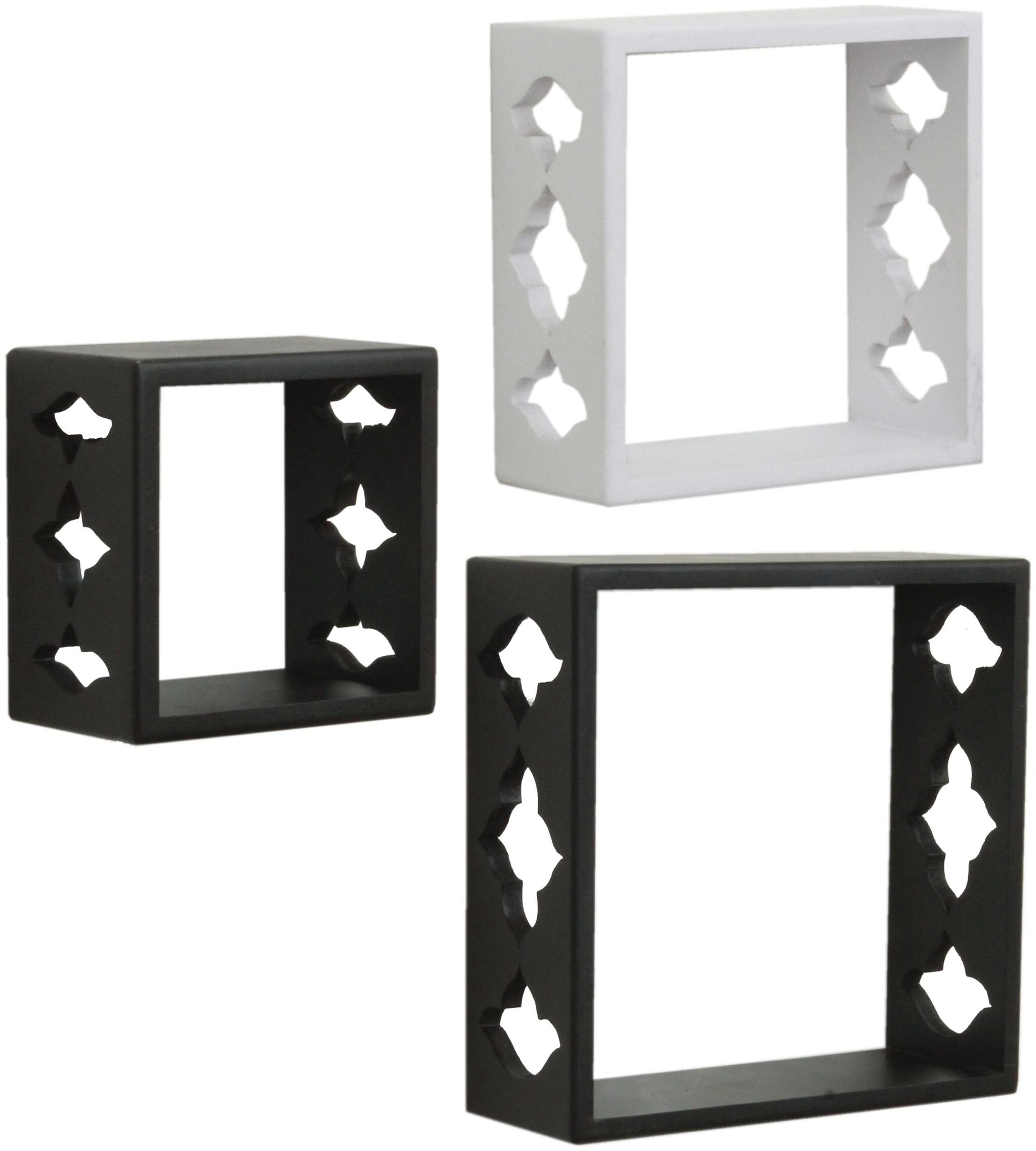 

Home Sparkle Set of 3 cube Wall Shelves (Black And White)