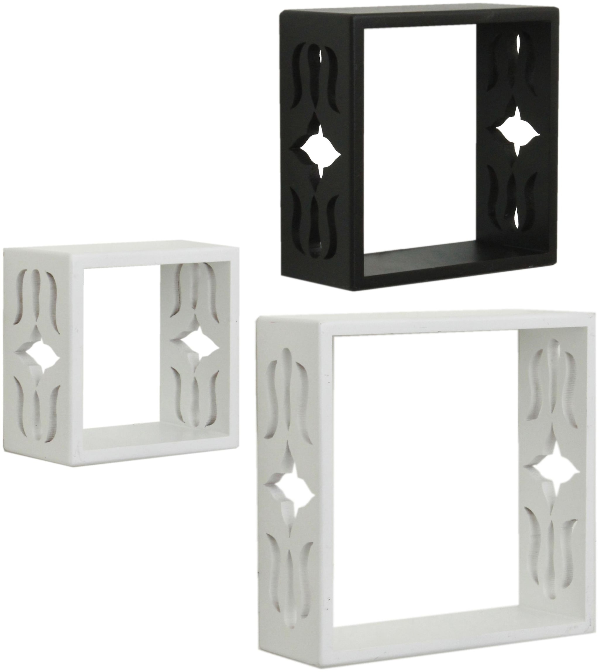 

Home Sparkle Set of 3 cube Wall Shelves (White And Black)