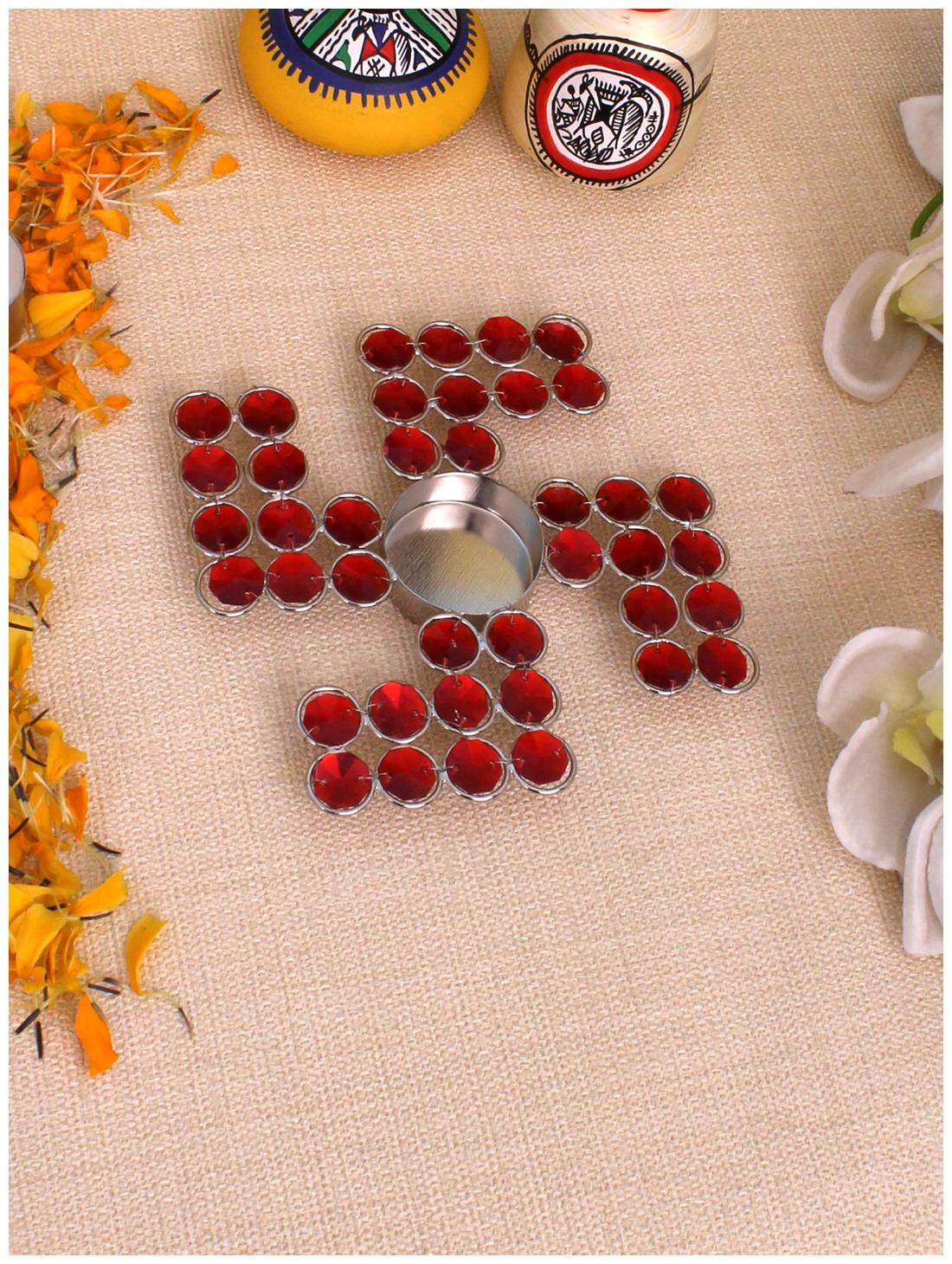 

Home Sparkle Glass Red Tea light holder