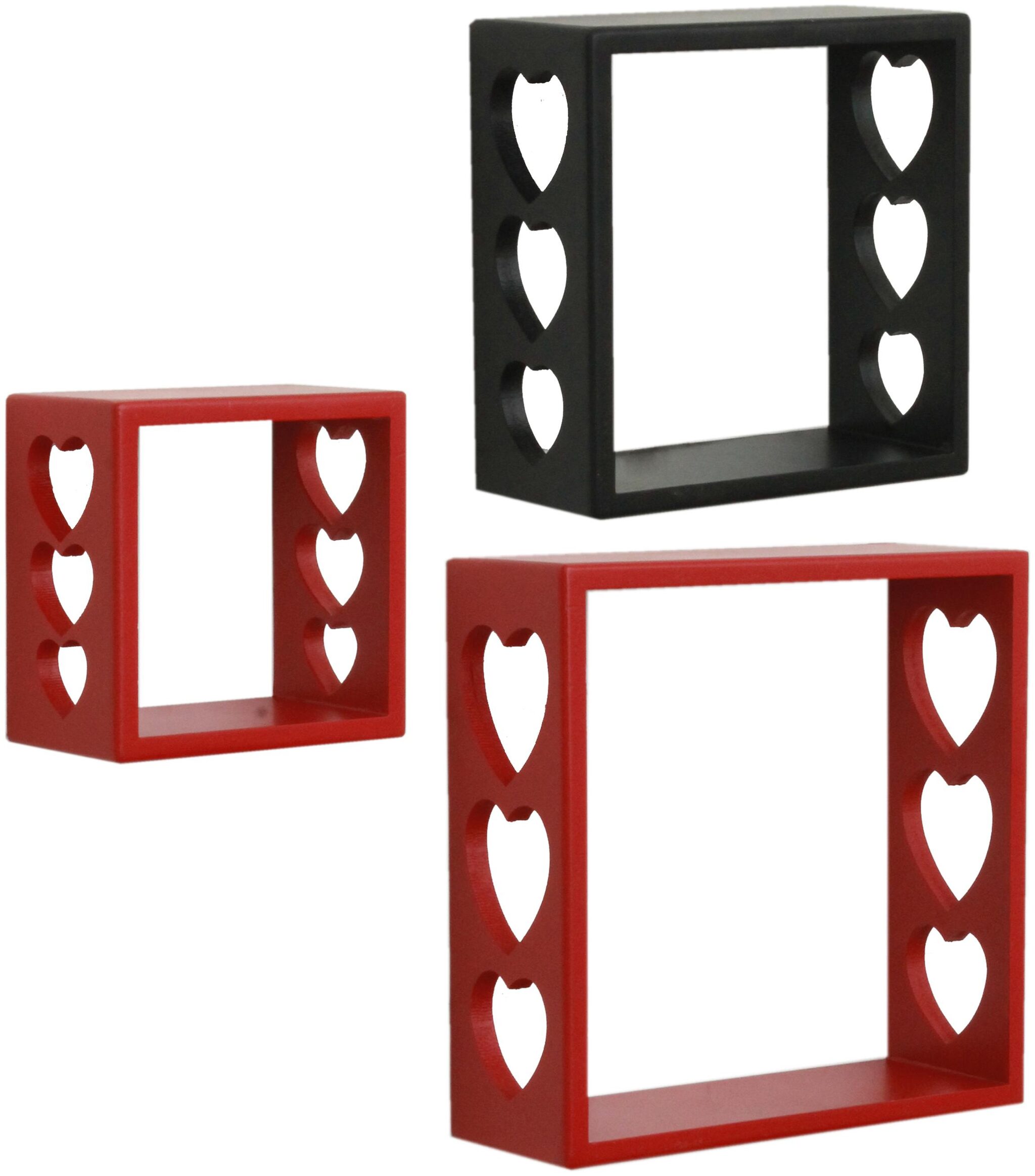 

Home Sparkle Set of 3 cube Wall Shelves (Red And Black)