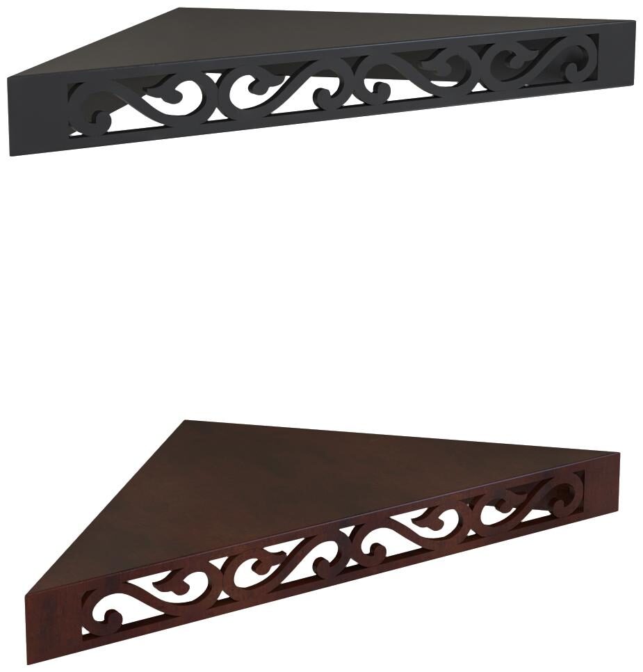 

Home Sparkle Set of 2 Corner Wall Shelves (Black and Brown )