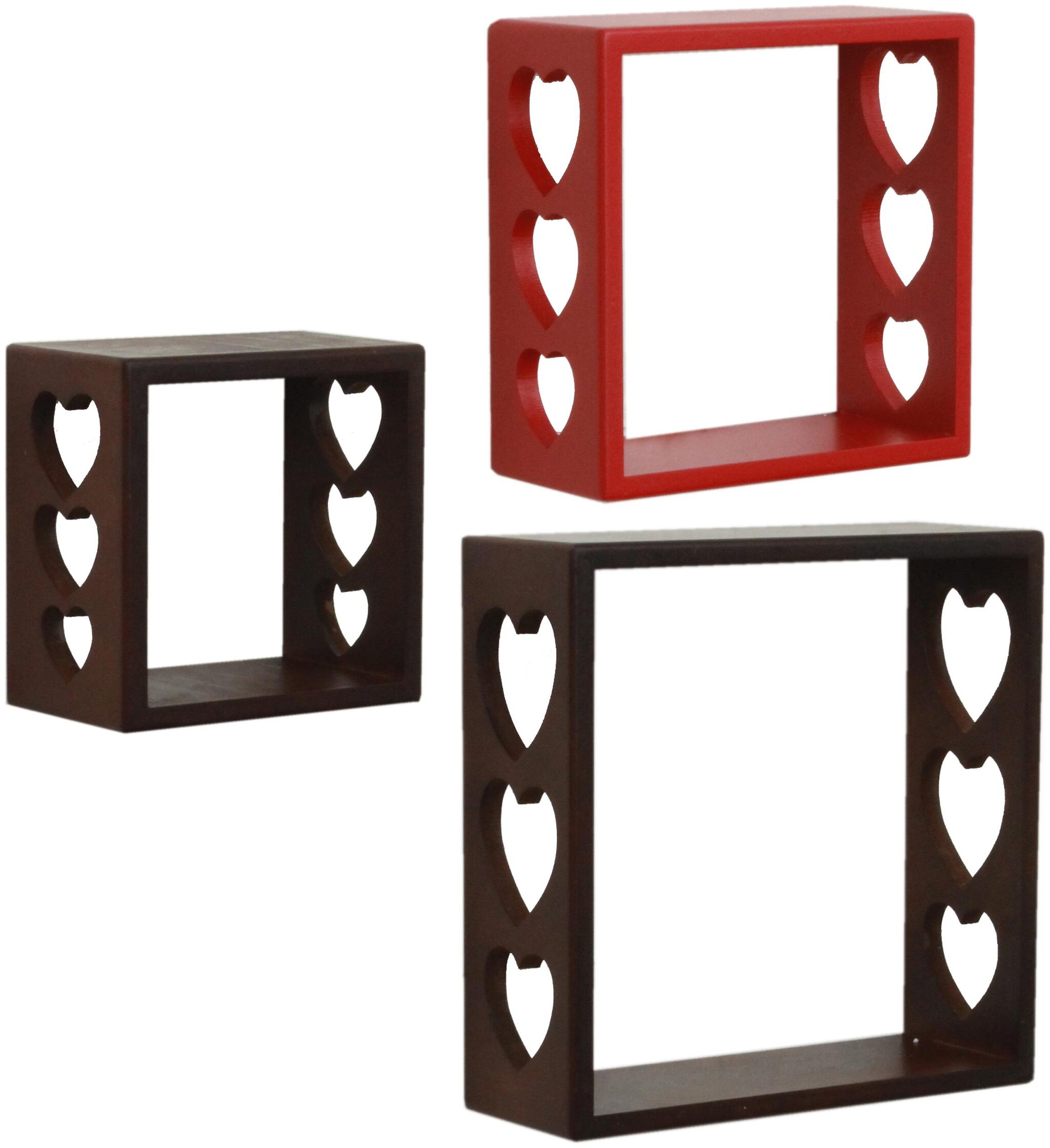 

Home Sparkle Set of 3 cube Wall Shelves (Brown And Red)