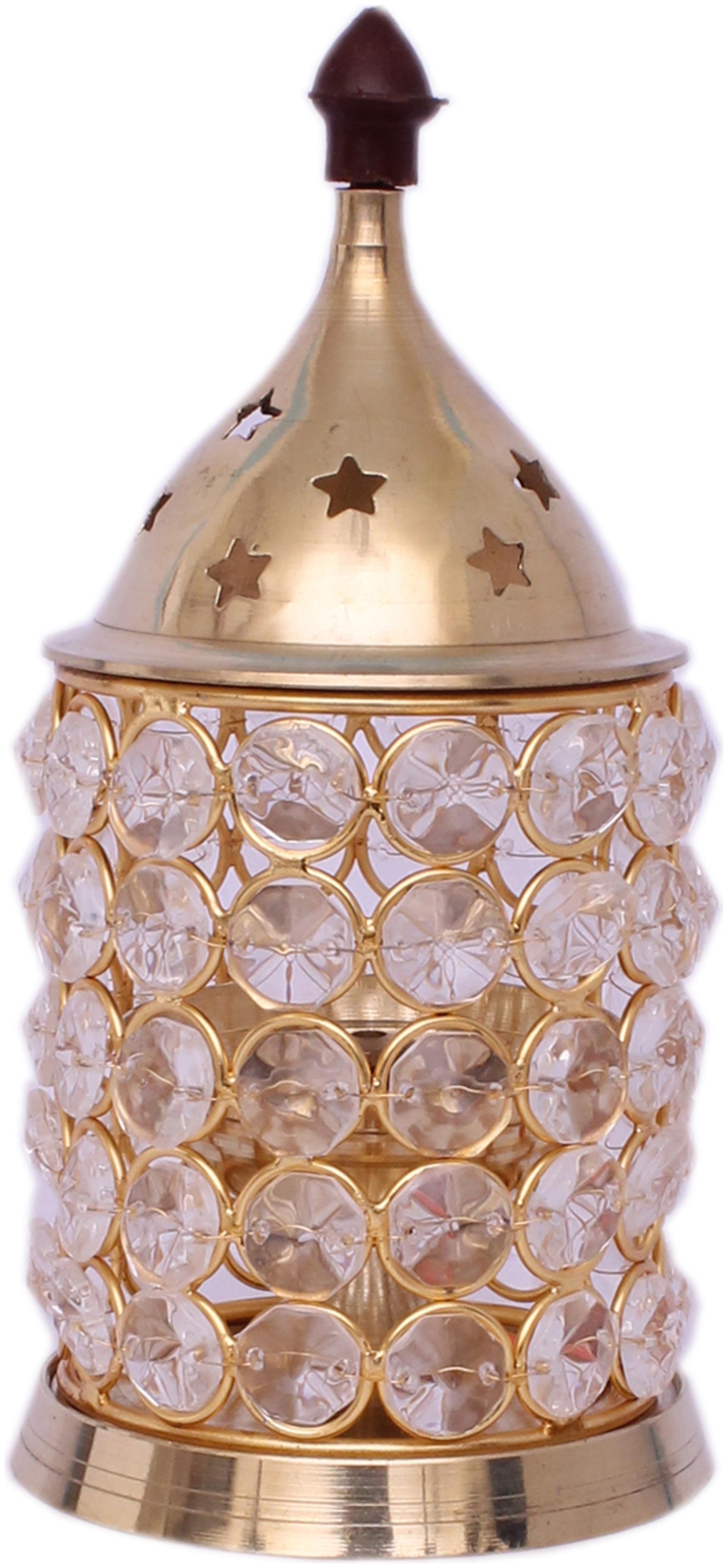 

Home Sparkle Glass Golden Tea light holder