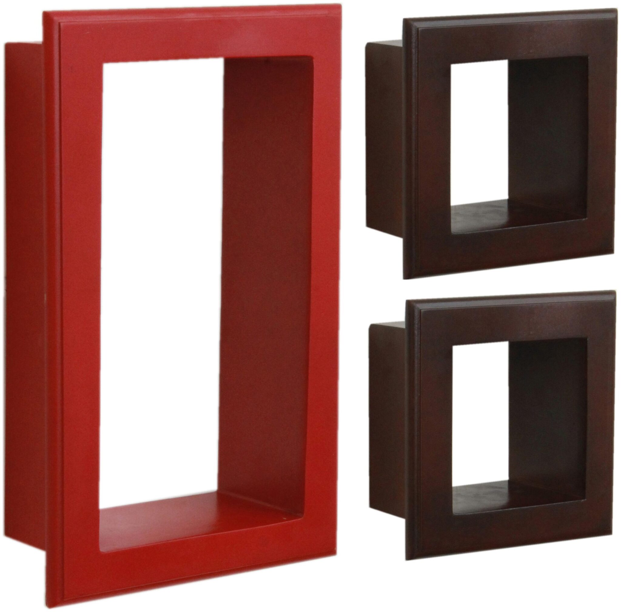 

Home Sparkle Set of 3 wall shelves w Frames (Red And Brown)